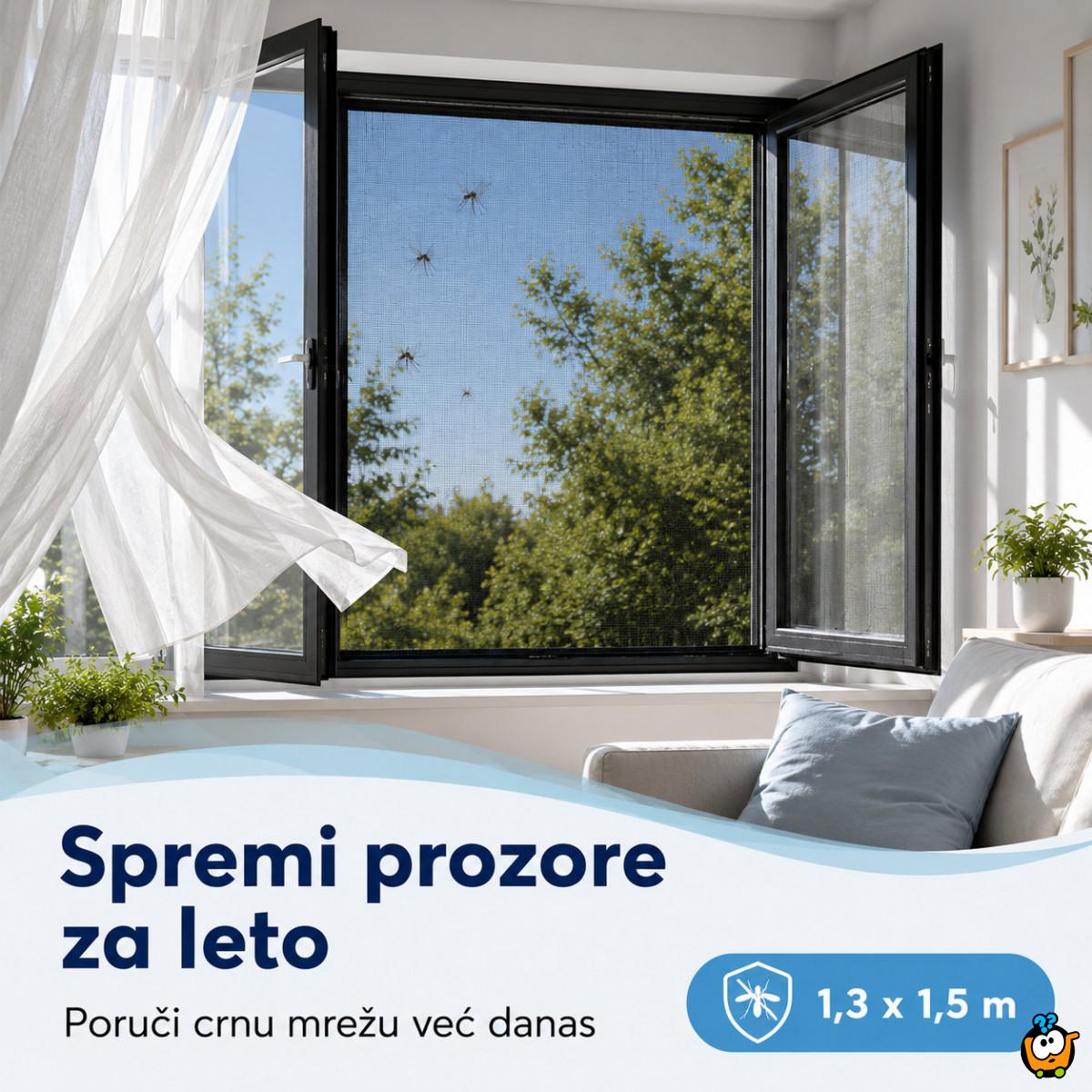 Crna mreža za prozor protiv komaraca 1,3 x 1,5 m