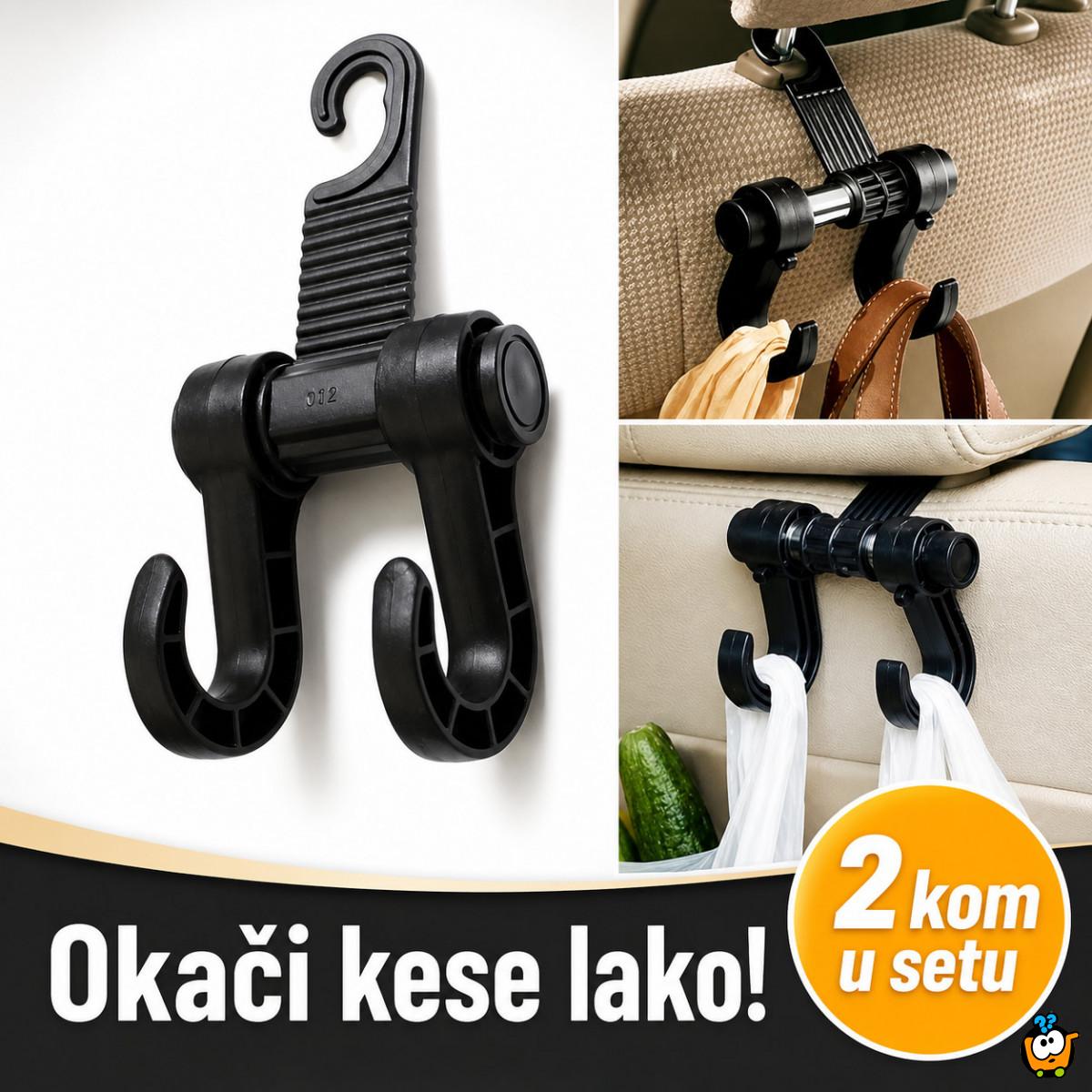 2 x Auto kuka za torbe i kese – dvostruki držač za sedište - Set od 2 komada