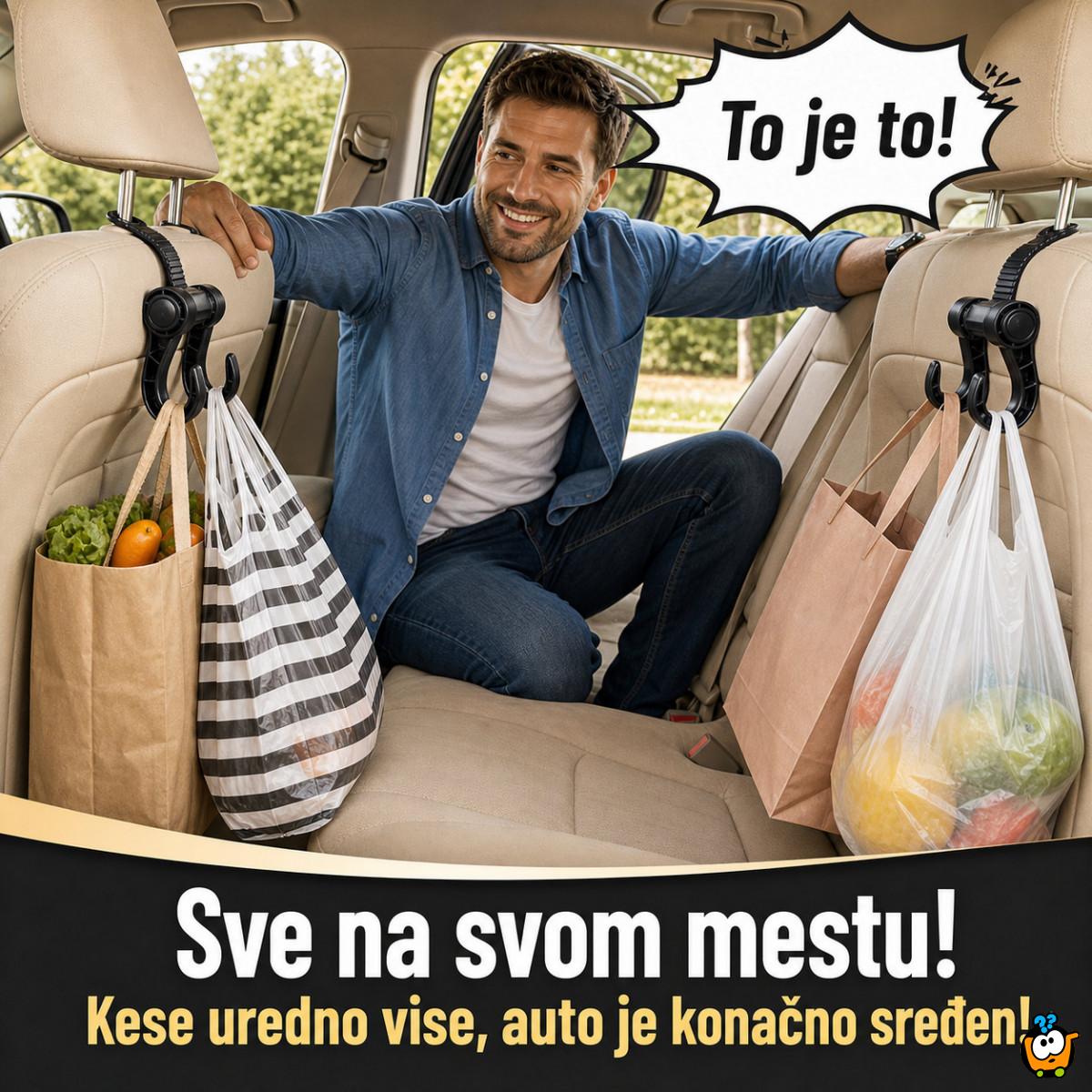 2 x Auto kuka za torbe i kese – dvostruki držač za sedište - Set od 2 komada