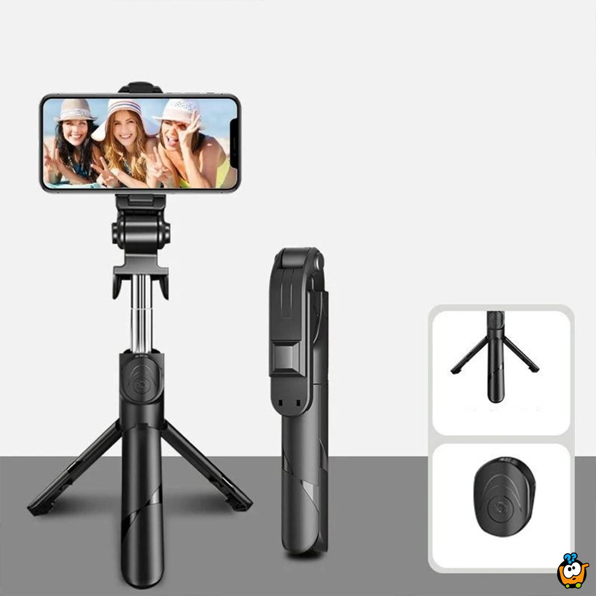 Selfie štap sa tripodom, LED svetlom i daljnskim