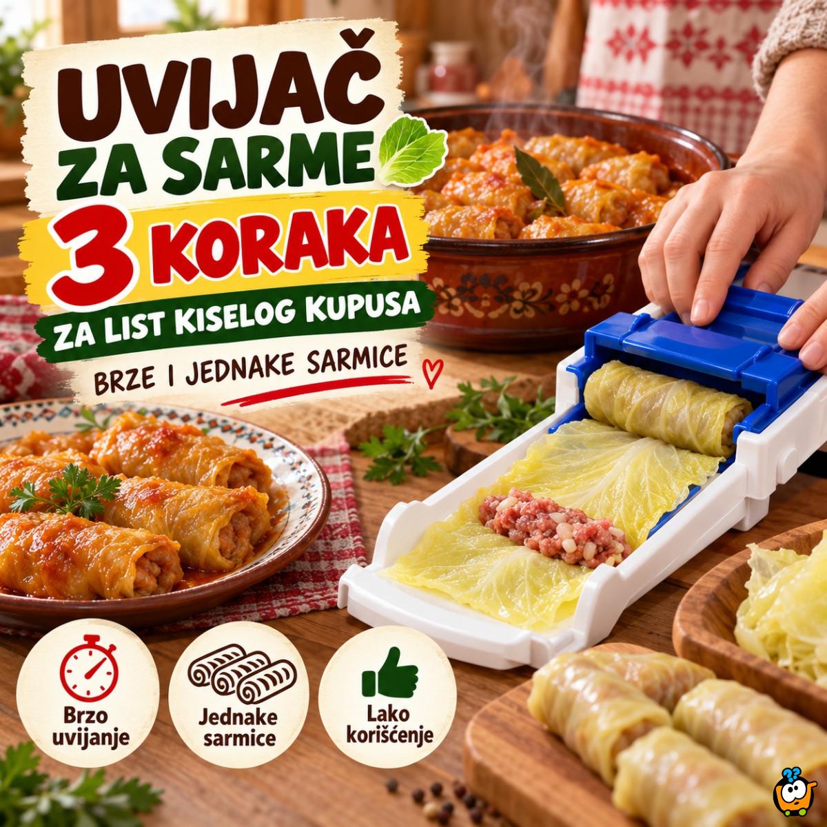 Uvijač za sarme u 3 koraka – za brže i jednake sarmice - Za kupus, zelje, blitvu, vinovu lozu i rolnice
