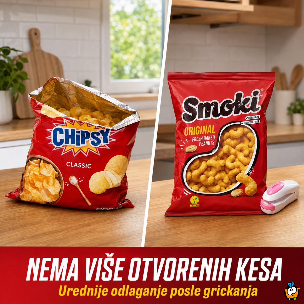 Mini aparat za zatvaranje otvorenih kesa – na baterije