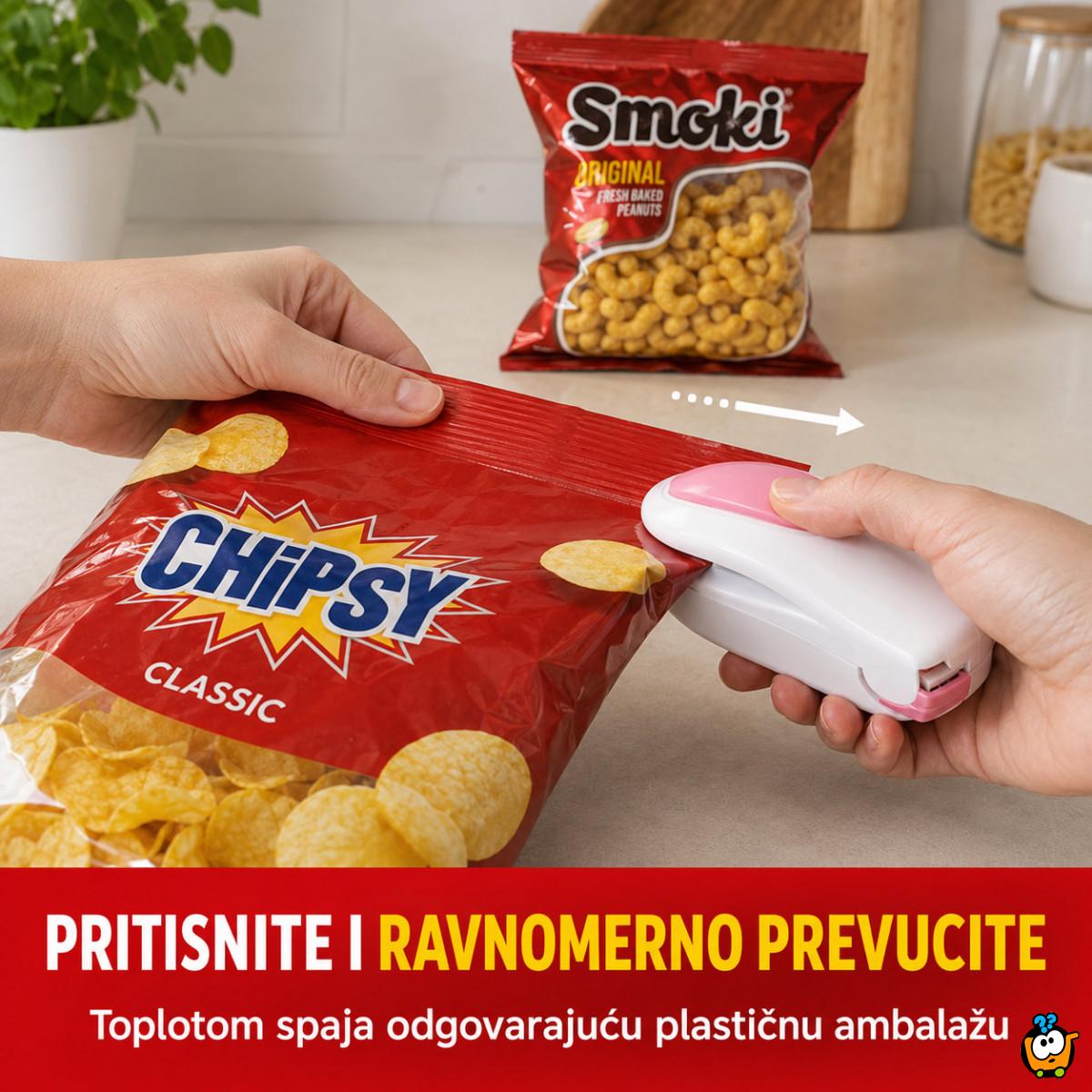 Mini aparat za zatvaranje otvorenih kesa – na baterije