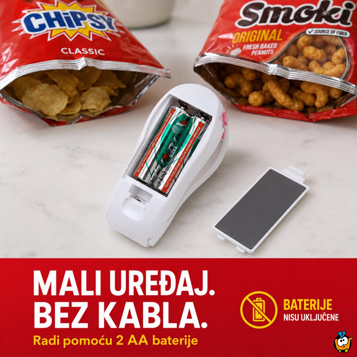 Mini aparat za zatvaranje otvorenih kesa – na baterije