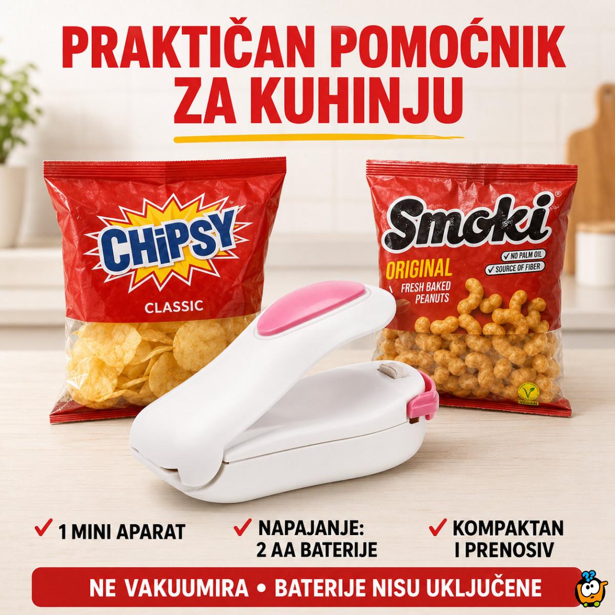 Mini aparat za zatvaranje otvorenih kesa – na baterije