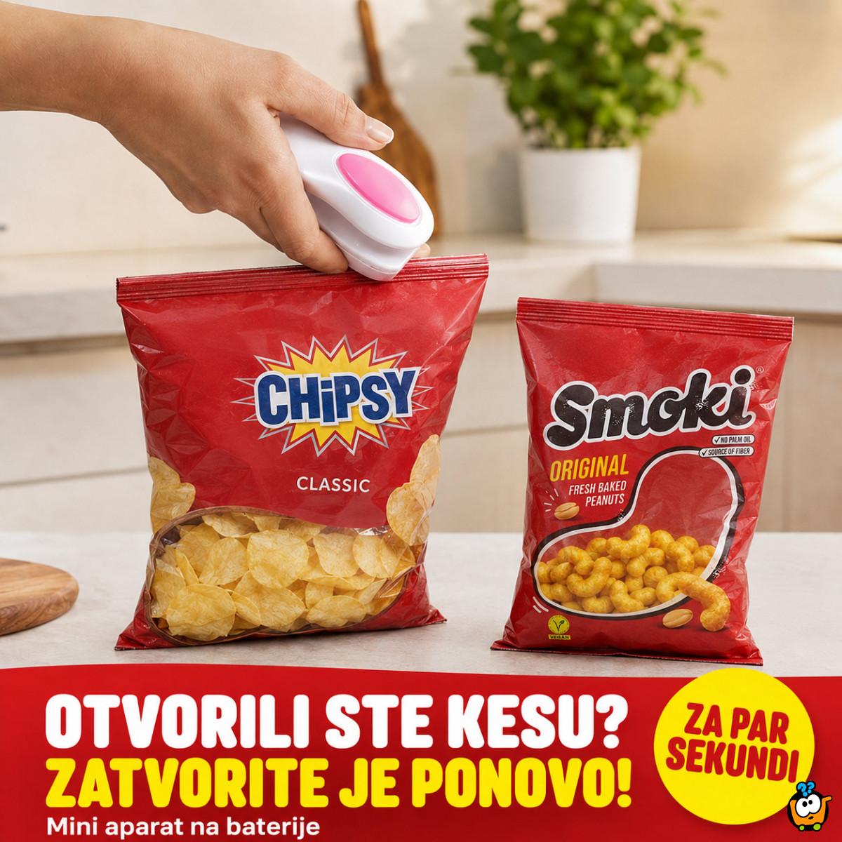 Mini aparat za zatvaranje otvorenih kesa – na baterije
