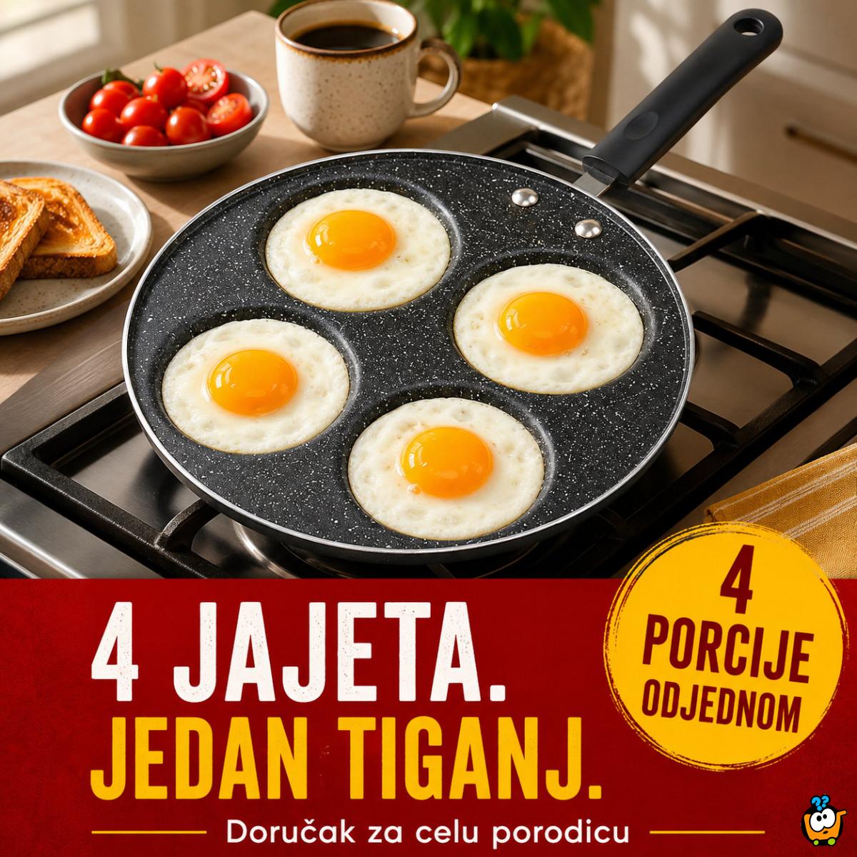 Nelepljivi tiganj sa 4 udubljenja za jaja i mini palačinke
