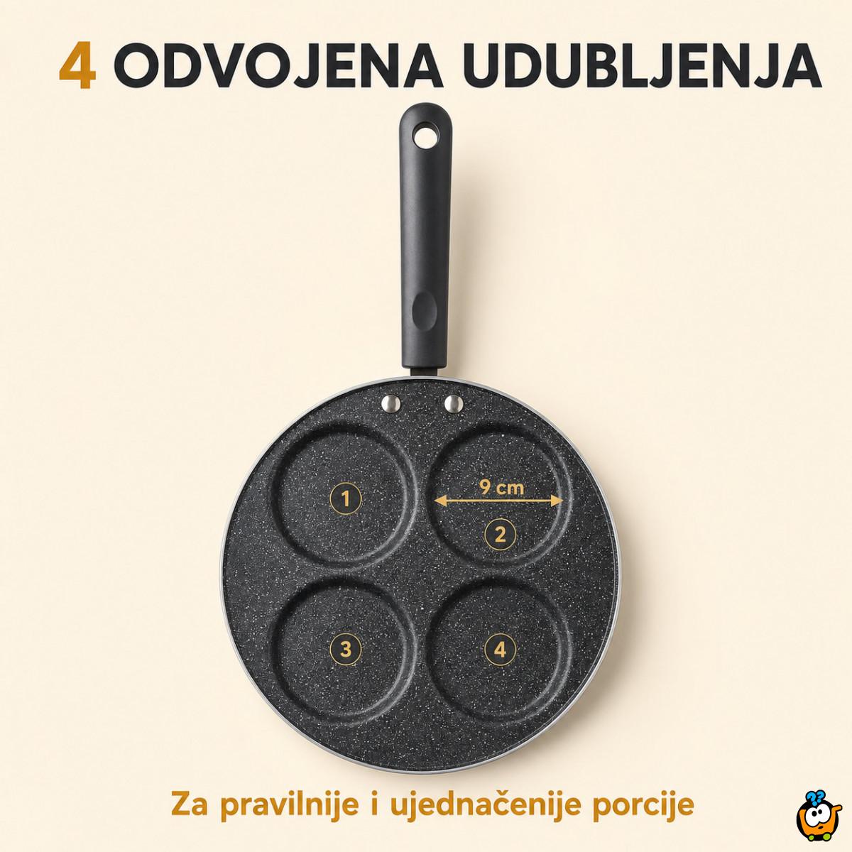 Nelepljivi tiganj sa 4 udubljenja za jaja i mini palačinke