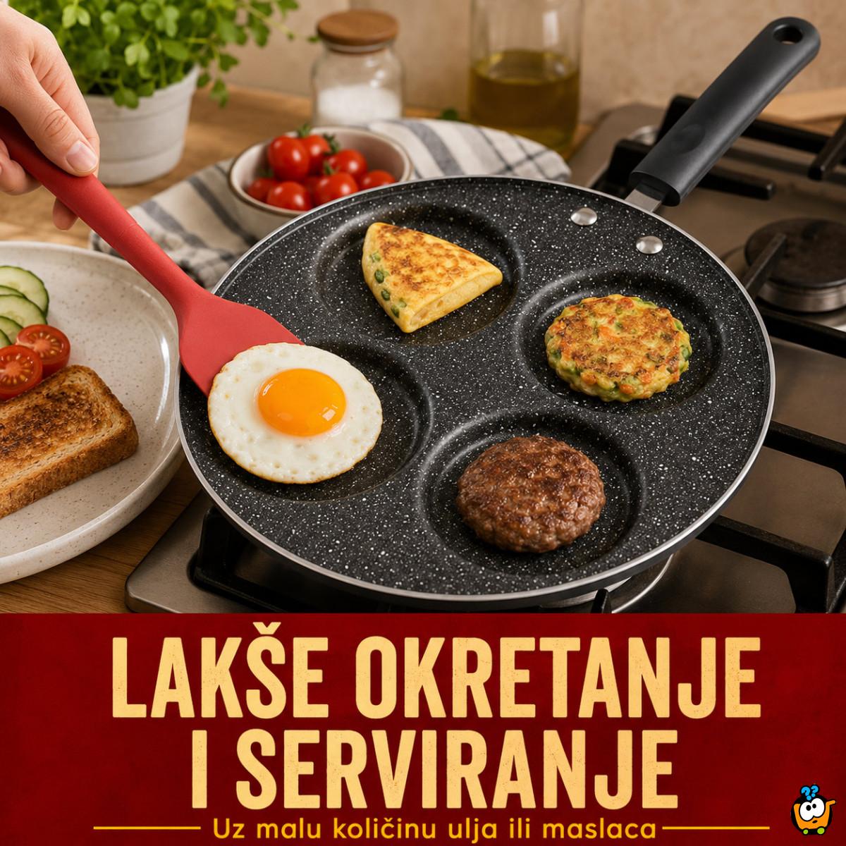 Nelepljivi tiganj sa 4 udubljenja za jaja i mini palačinke