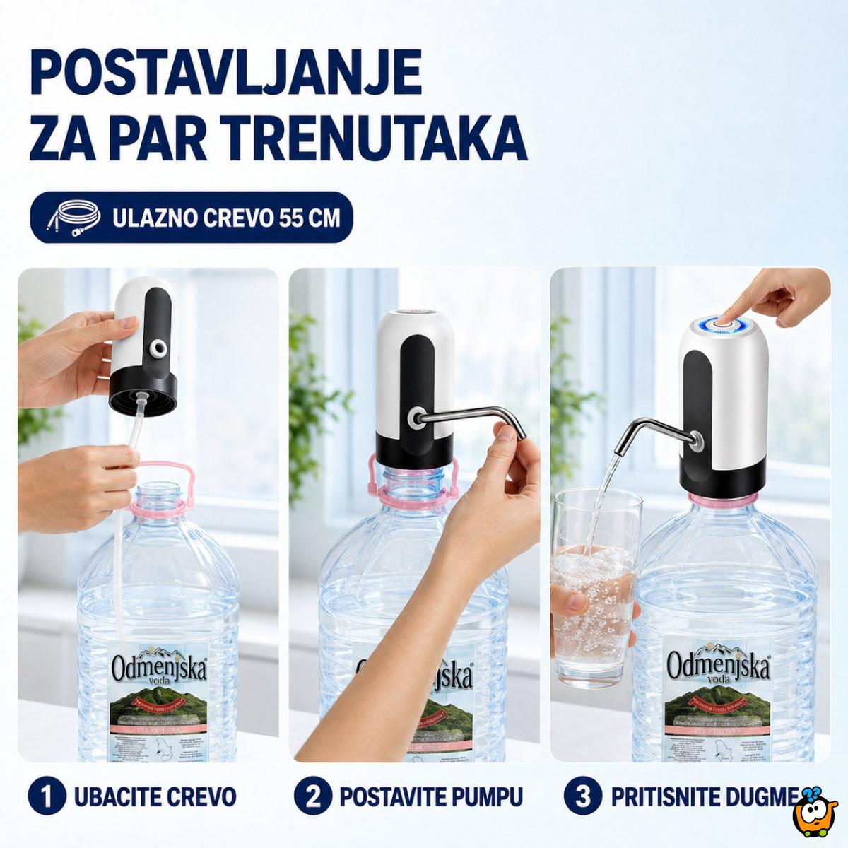 Električna pumpa za balone i flaše za vodu 1,5–18,9 L – USB punjenje