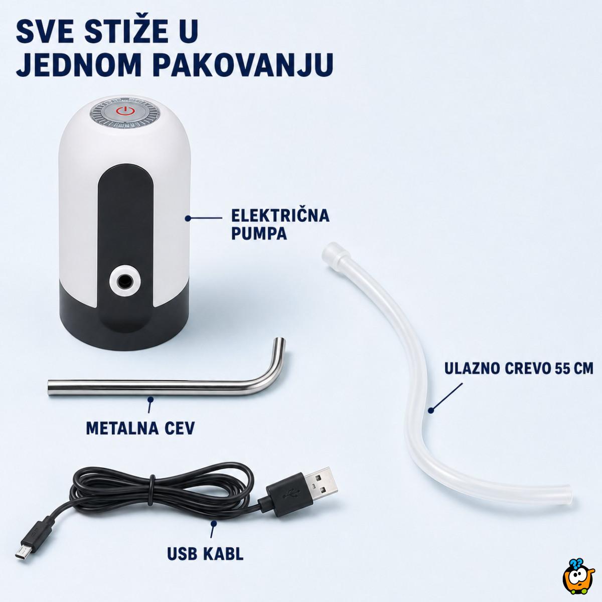 Električna pumpa za balone i flaše za vodu 1,5–18,9 L – USB punjenje