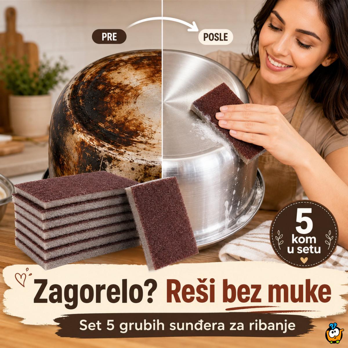 Set 5 grubih sunđera za šerpe, tiganje i tvrdokorne naslage - Scrub Sponge