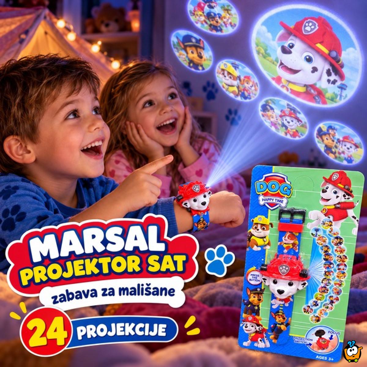 Patrolne Šape Maršal Projektor - Dečiji Digitalni Sat sa 24 Projekcije Patrolnih Šapa