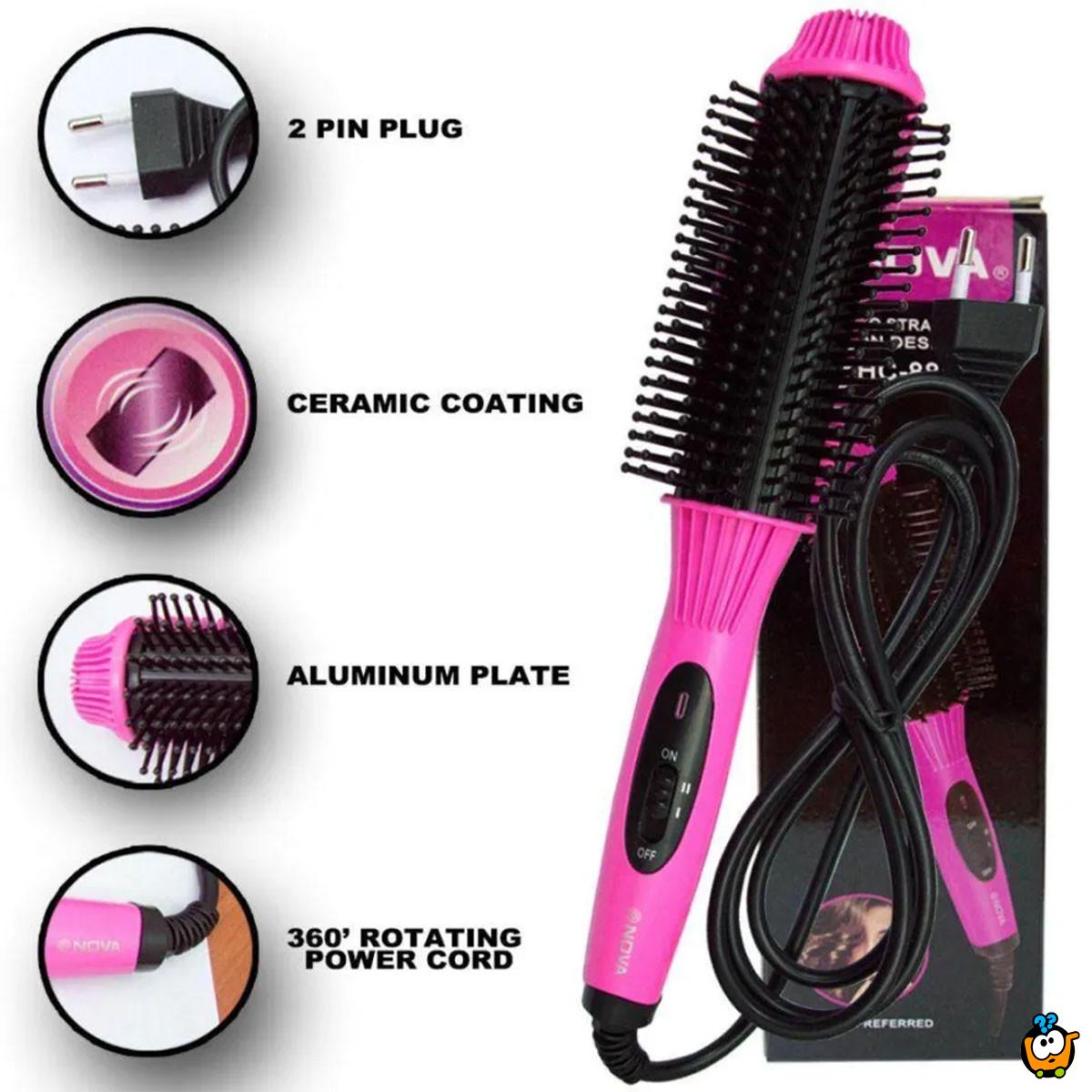 Električna četka za kosu - 2u1 presa i uvijač