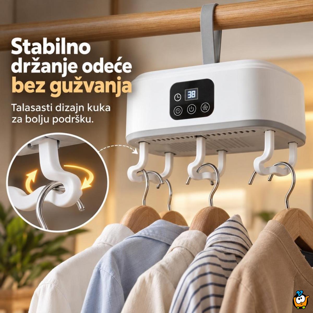 Prenosivi sušač odeće sa kukama i digitalnim ekranom