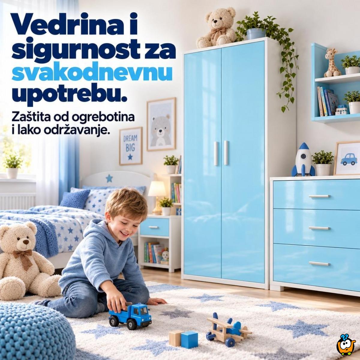 Sjajna vinil tapeta za nameštaj dečije sobe - Nežna plava dezen 2m rolna