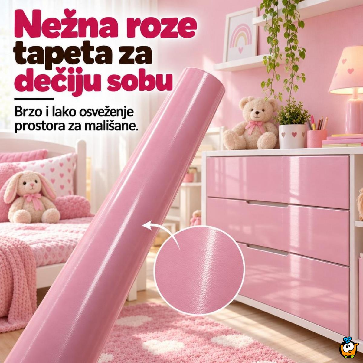 Sjajna vinil tapeta za nameštaj dečije sobe - Nežna roze dezen 2m rolna