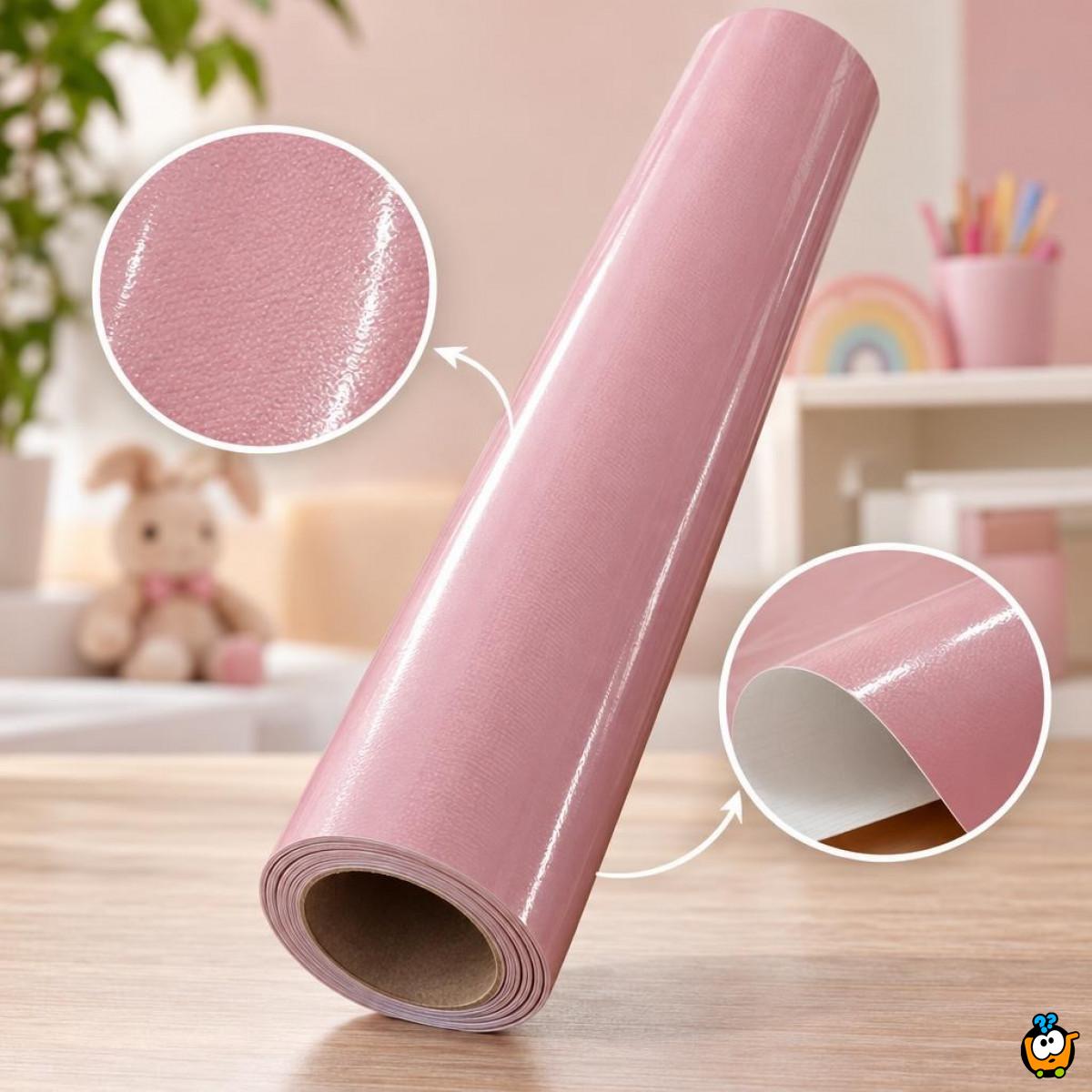 Sjajna vinil tapeta za nameštaj dečije sobe - Nežna roze dezen 2m rolna
