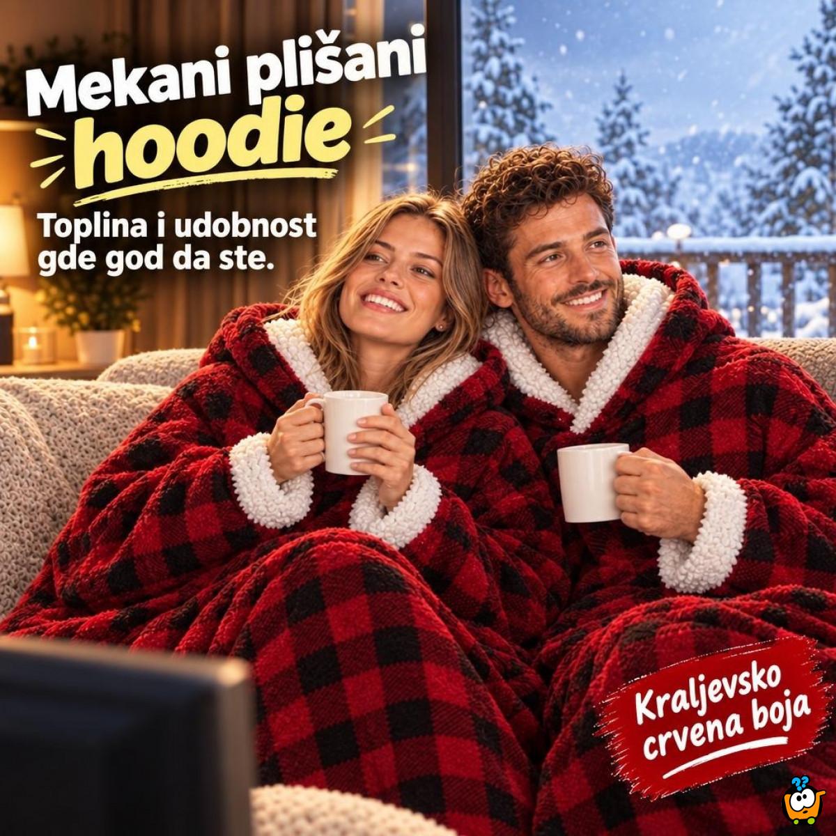 Blanket Hoodie - Duks Ćebe sa rukavima Karirano Crveno