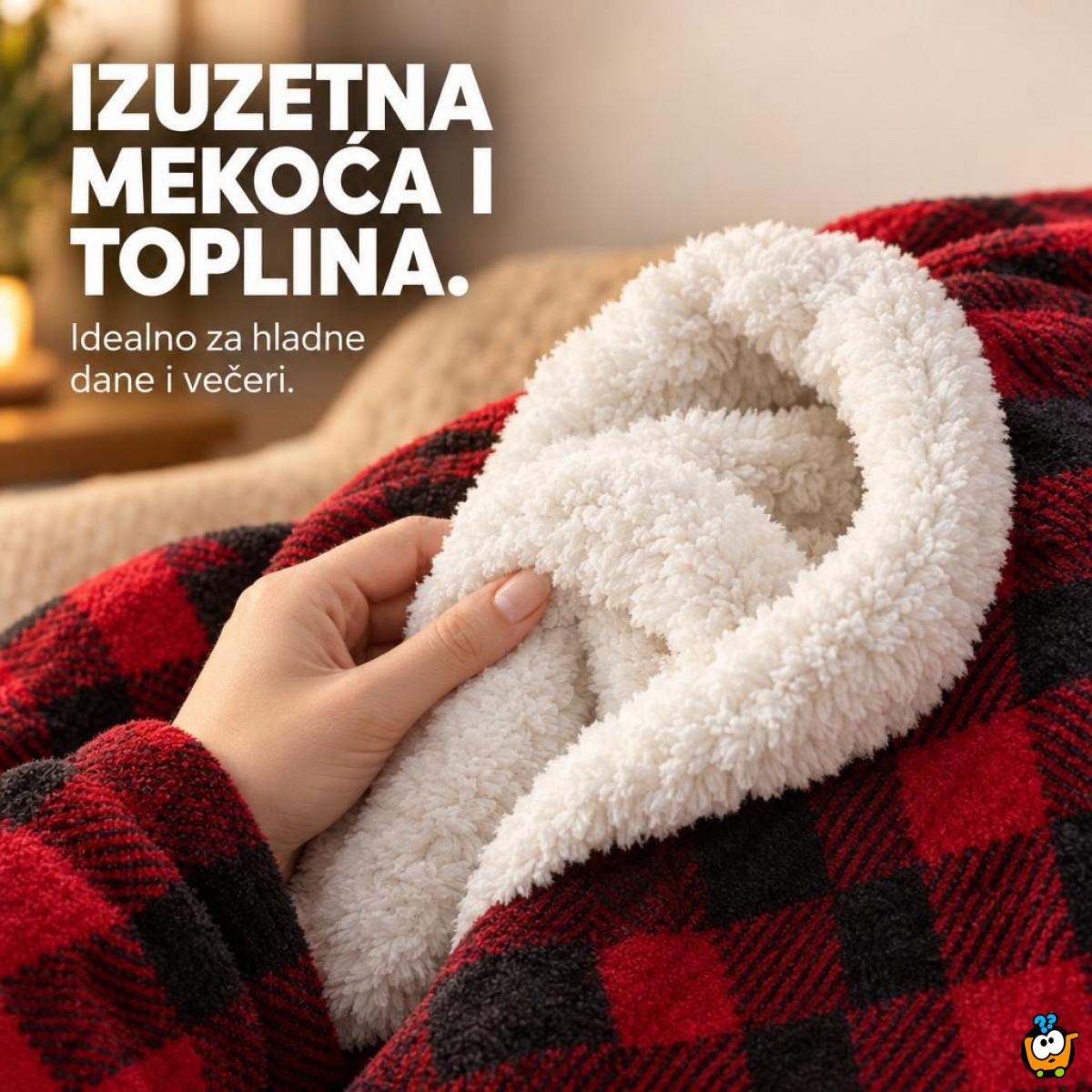 Blanket Hoodie - Duks Ćebe sa rukavima Karirano Crveno
