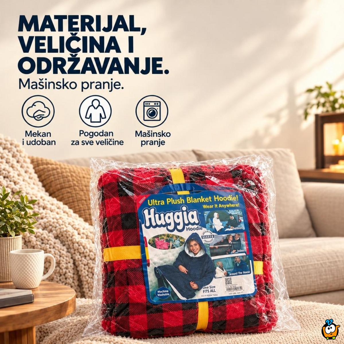 Blanket Hoodie - Duks Ćebe sa rukavima Karirano Crveno