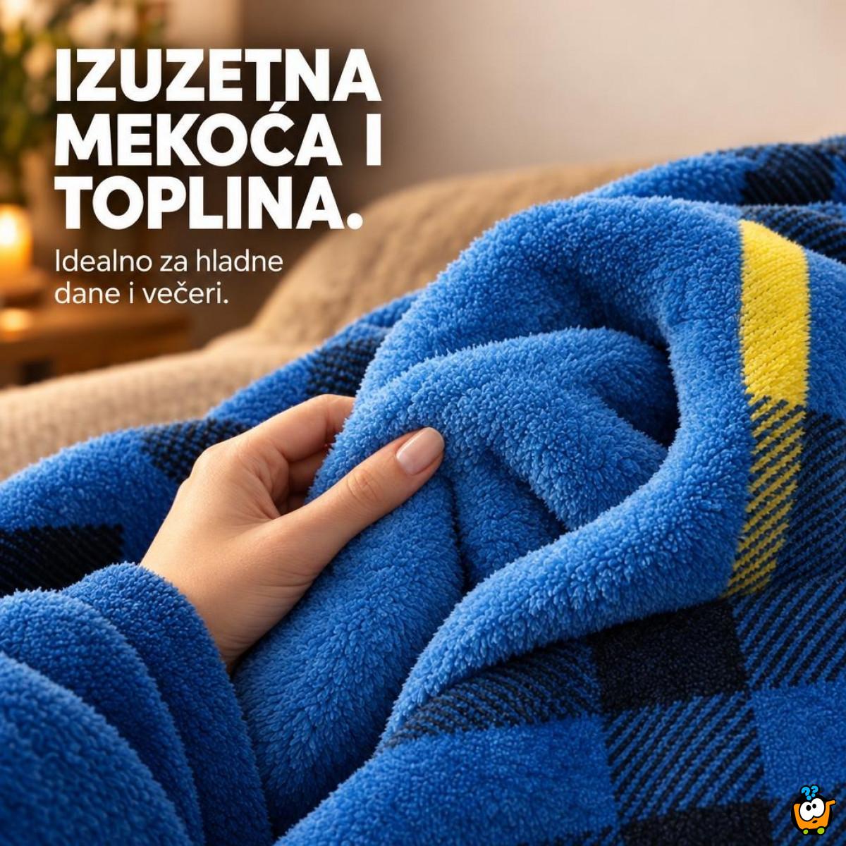 Blanket Hoodie - Duks Ćebe sa rukavima Karirano Plavo