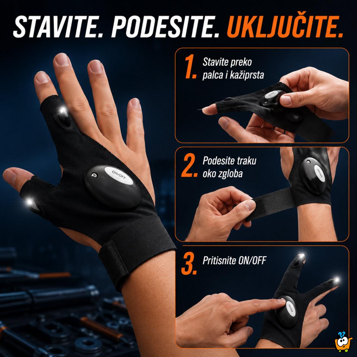 LED rukavica sa svetlom na prstima – za rad slobodnim rukama