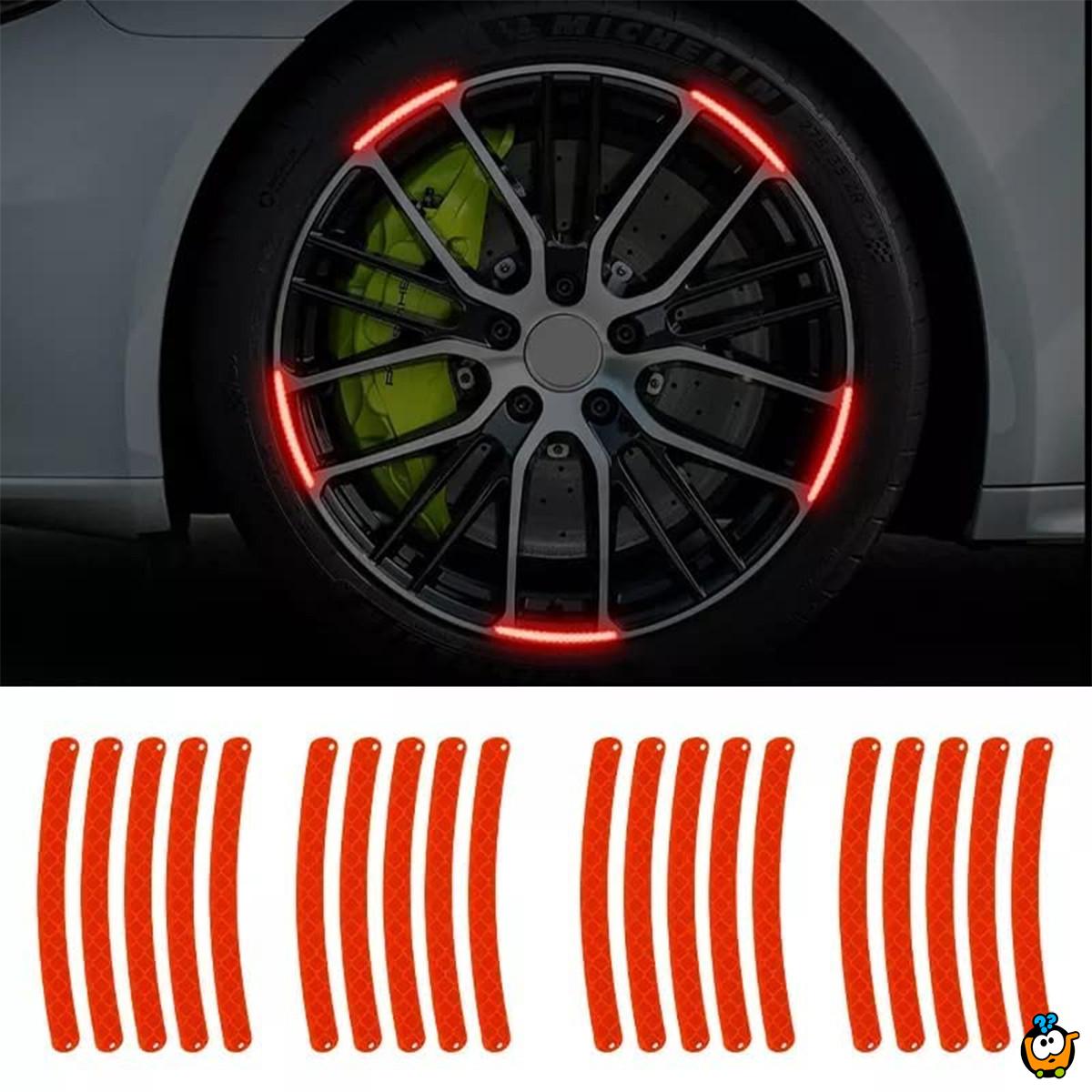 Crvene reflektivne nalepnice za bicikl i automobil - set 20 komada