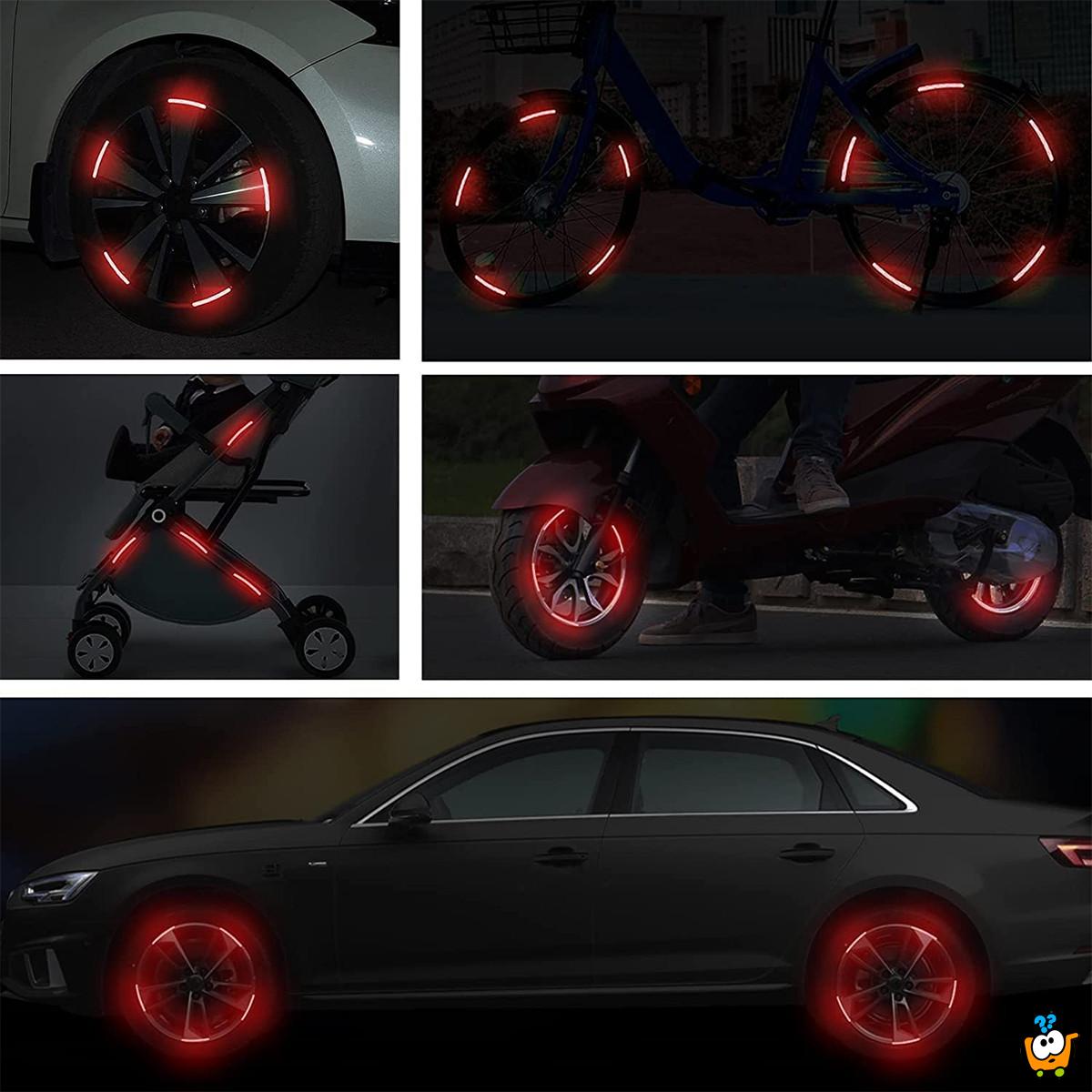 Crvene reflektivne nalepnice za bicikl i automobil - set 20 komada