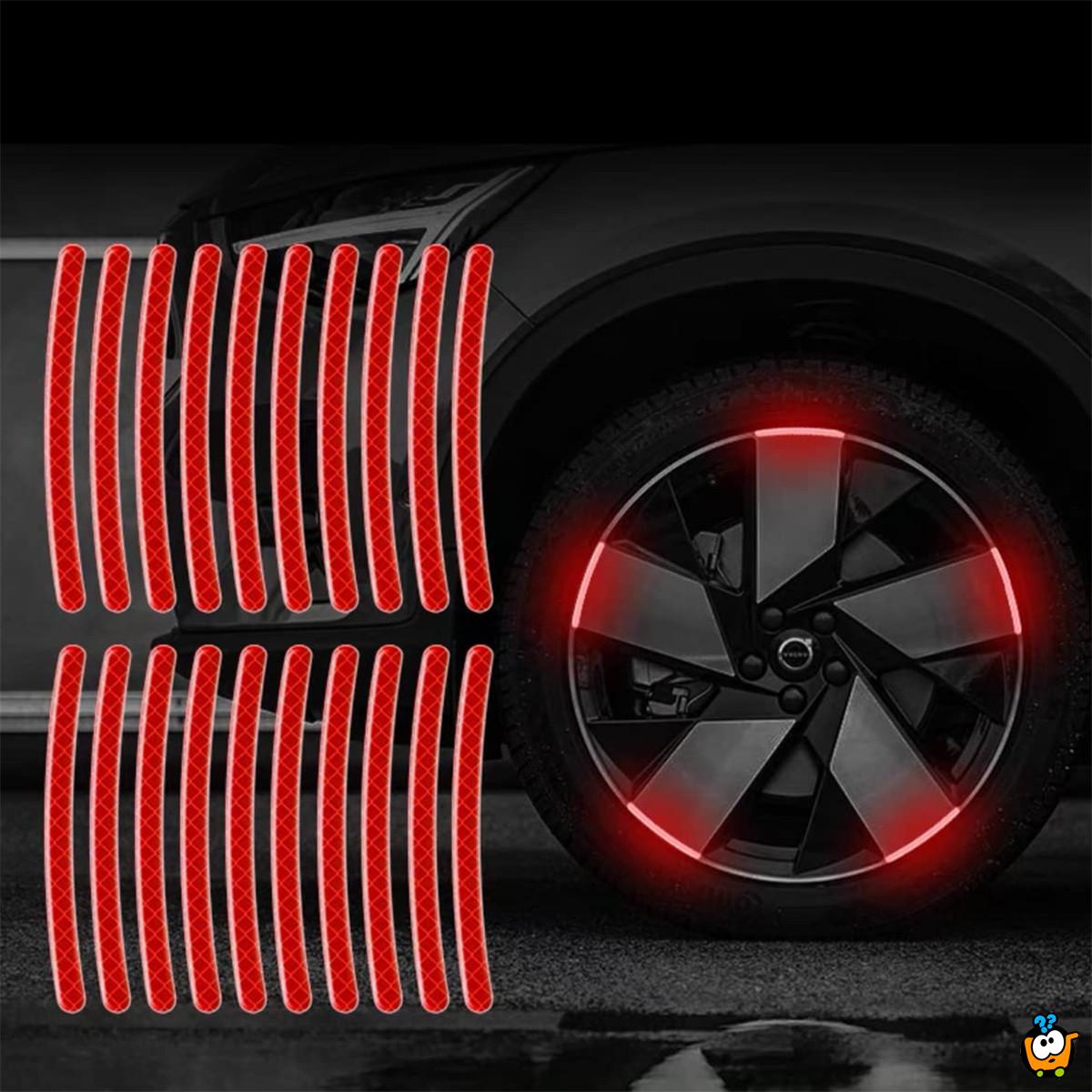Crvene reflektivne nalepnice za bicikl i automobil - set 20 komada