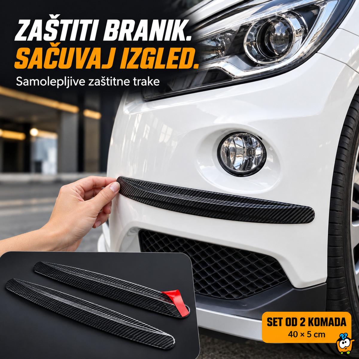 Set od 2 zaštitne trake za branik - spas od ogrebotina i ulubljenja na kolima