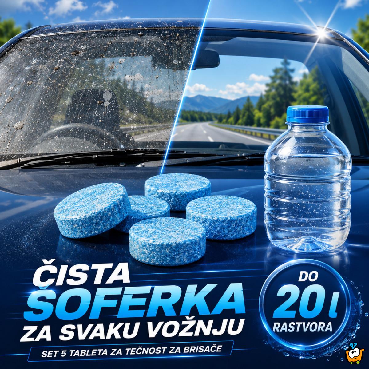 Set 5 tableta za tečnost za brisače – do 20l rastvora za čistu šoferku