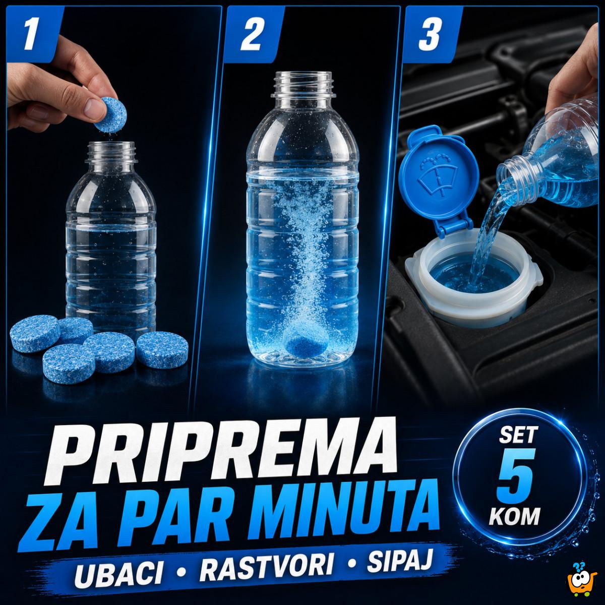 Set 5 tableta za tečnost za brisače – do 20l rastvora za čistu šoferku