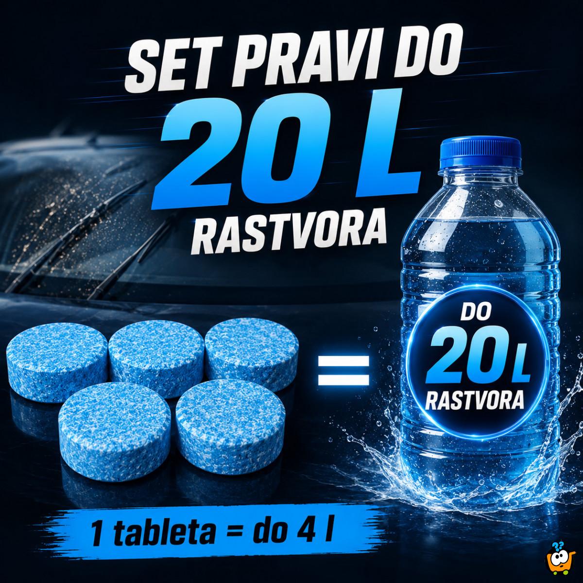 Set 5 tableta za tečnost za brisače – do 20l rastvora za čistu šoferku