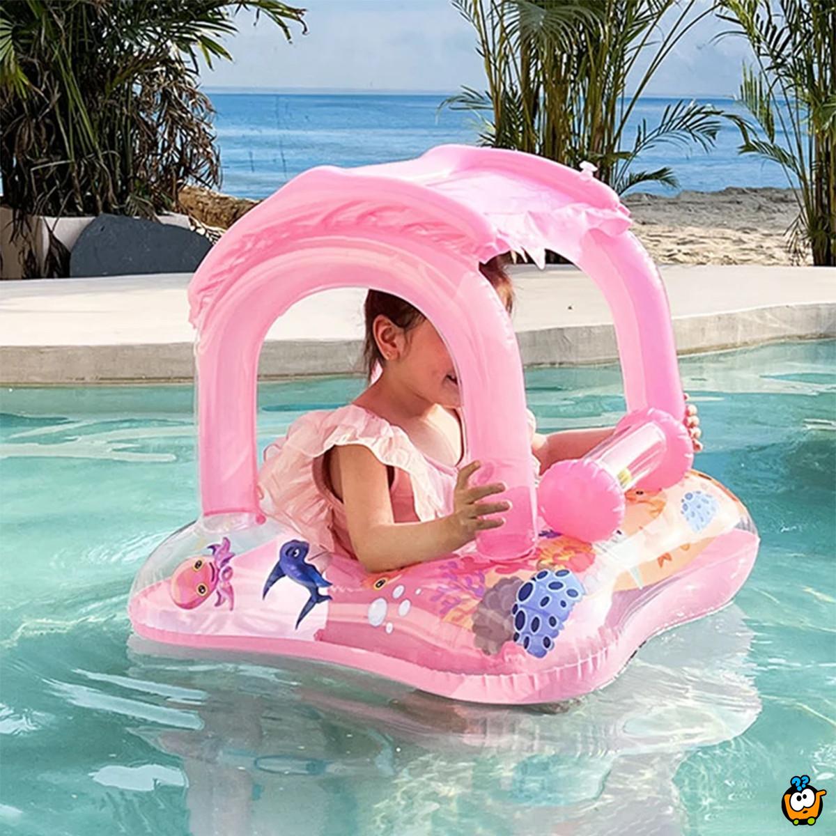 Pink Baby Boat - Zabavni roze šlauf  sa krovom za mališane 
