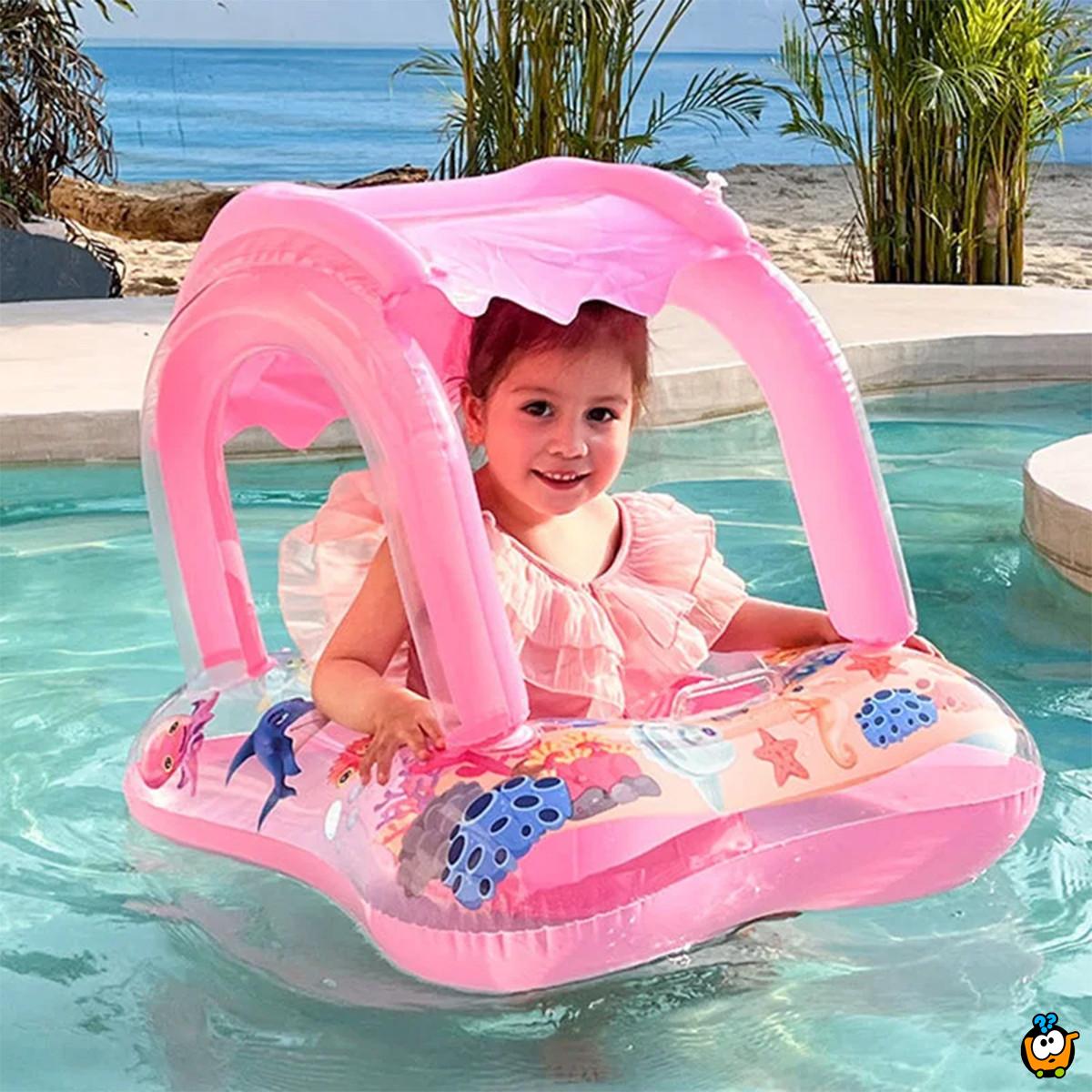 Pink Baby Boat - Zabavni roze šlauf  sa krovom za mališane 