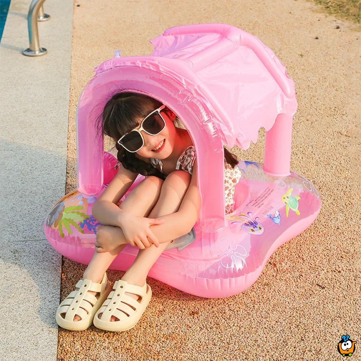 Pink Baby Boat - Zabavni roze šlauf  sa krovom za mališane 