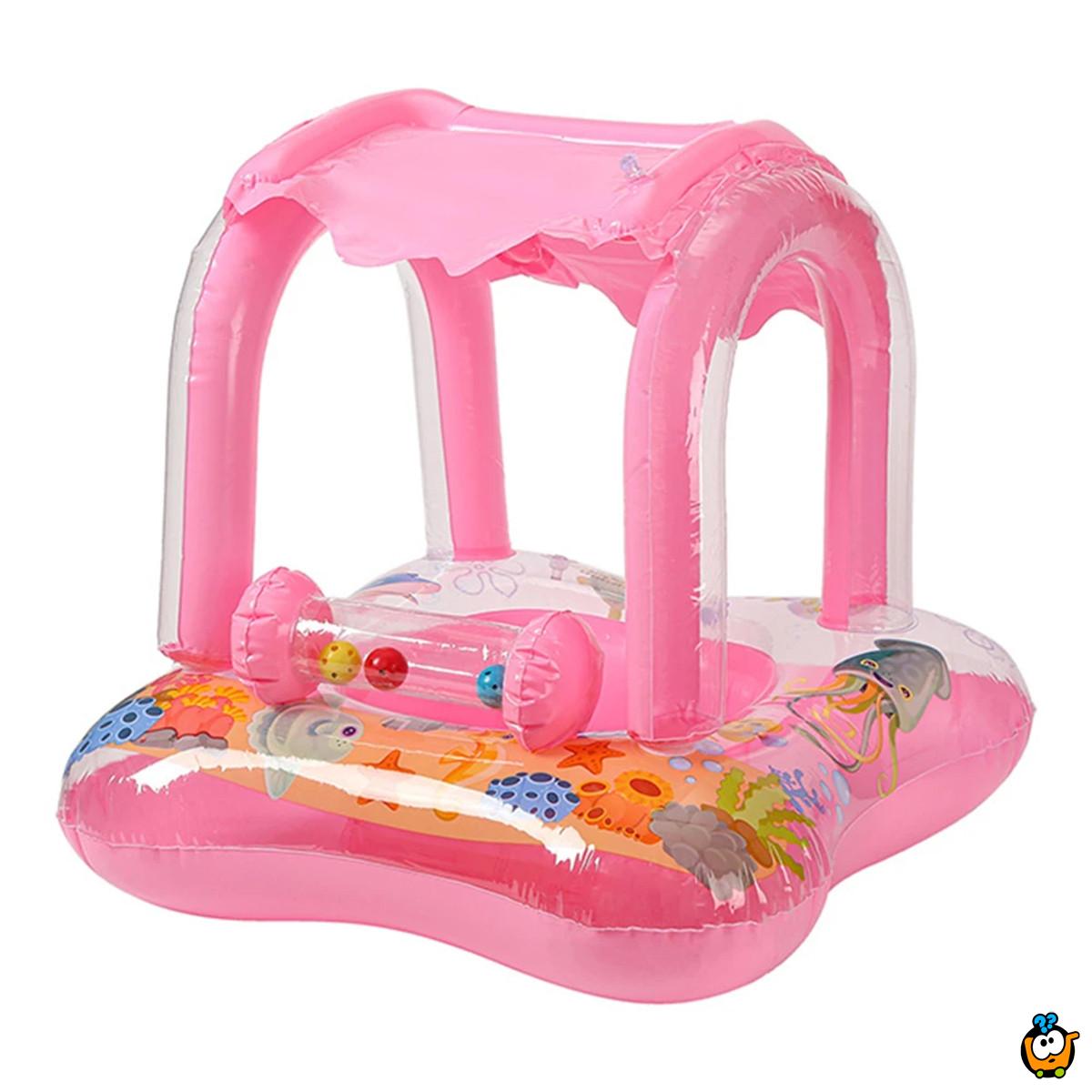 Pink Baby Boat - Zabavni roze šlauf  sa krovom za mališane 