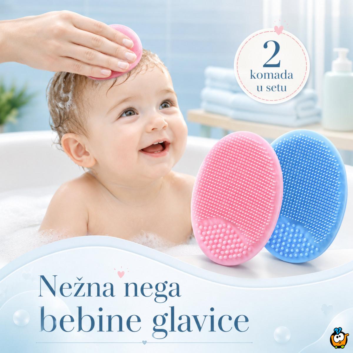 Set 2 silikonske četkice za bebinu glavicu – nežno kupanje i temenjača