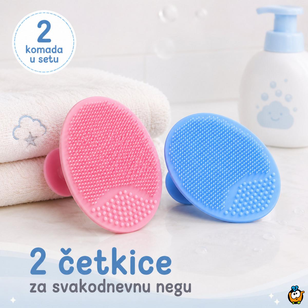 Set 2 silikonske četkice za bebinu glavicu – nežno kupanje i temenjača