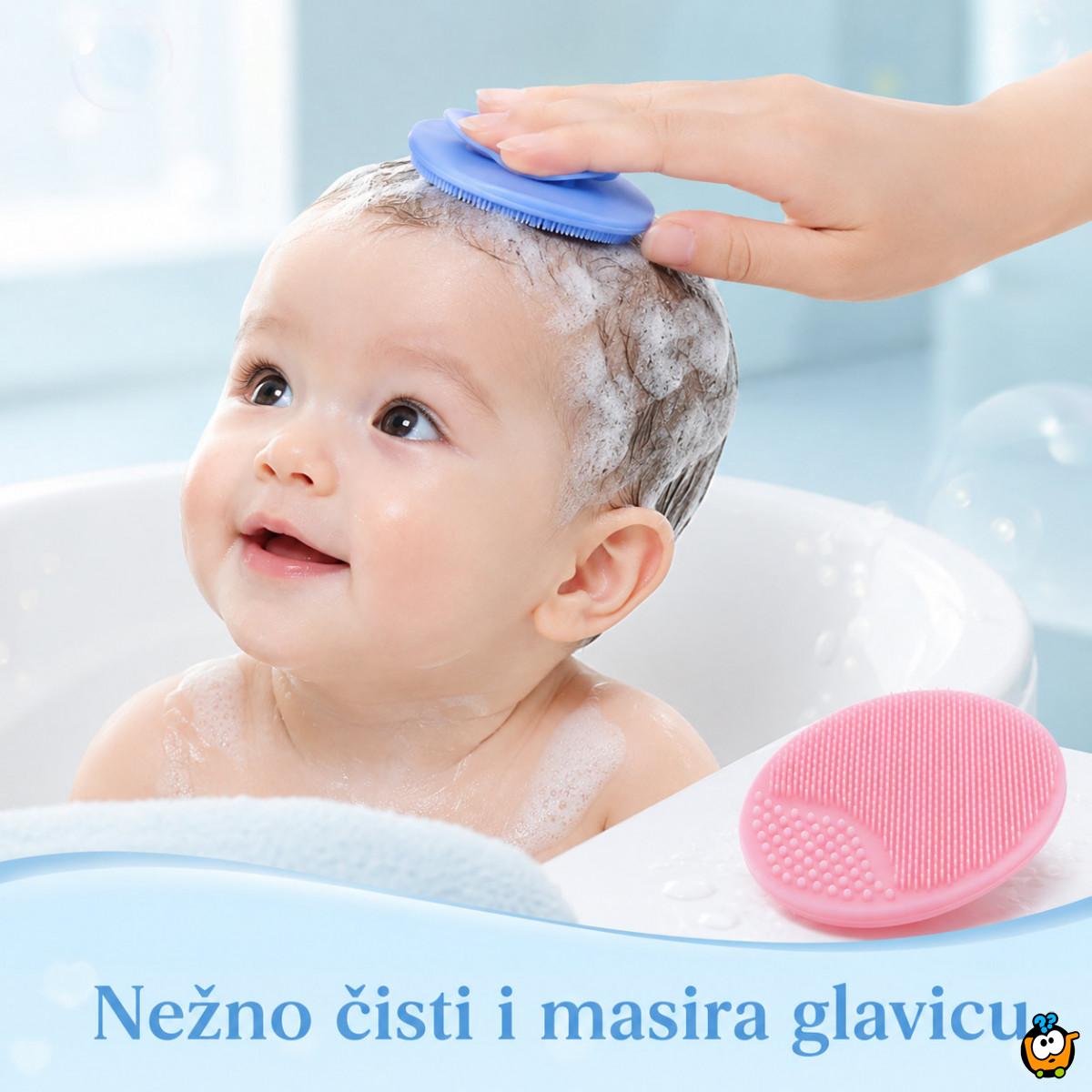 Set 2 silikonske četkice za bebinu glavicu – nežno kupanje i temenjača