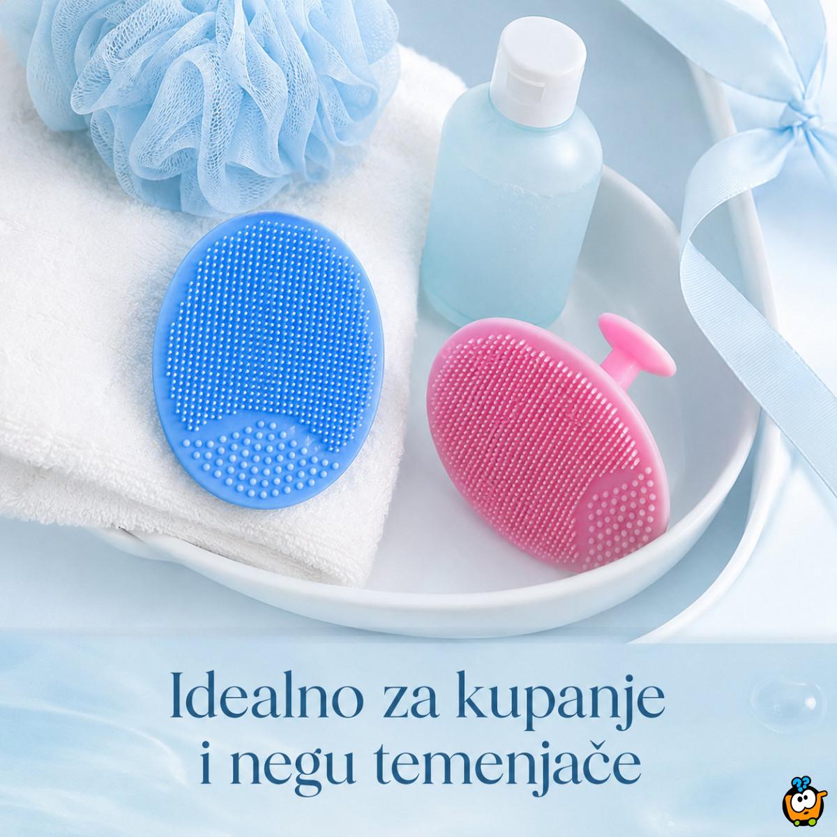 Set 2 silikonske četkice za bebinu glavicu – nežno kupanje i temenjača