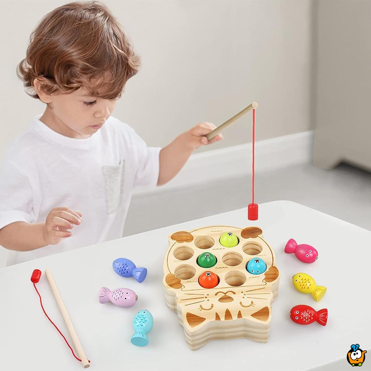 Montessori drvena pecaljka za ribice 
