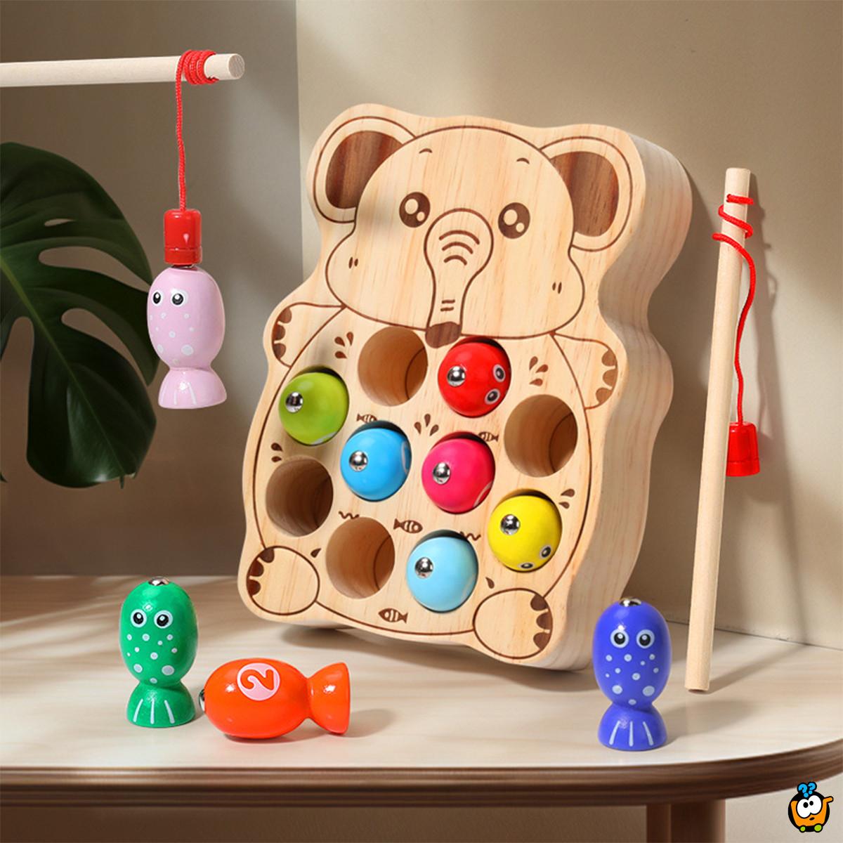 Montessori drvena pecaljka za ribice 