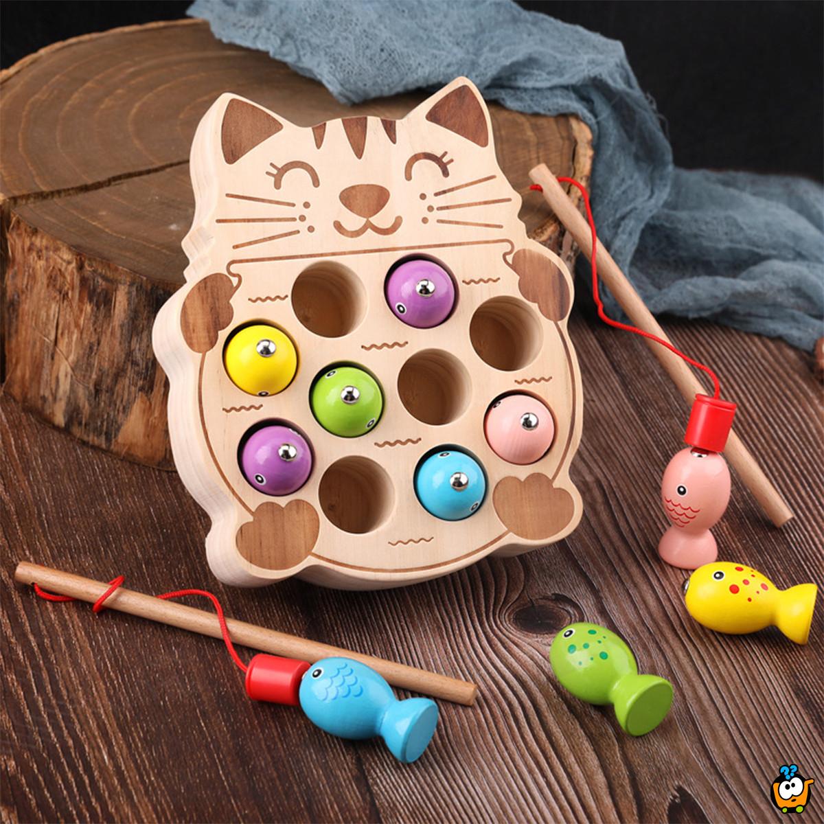 Montessori drvena pecaljka za ribice 