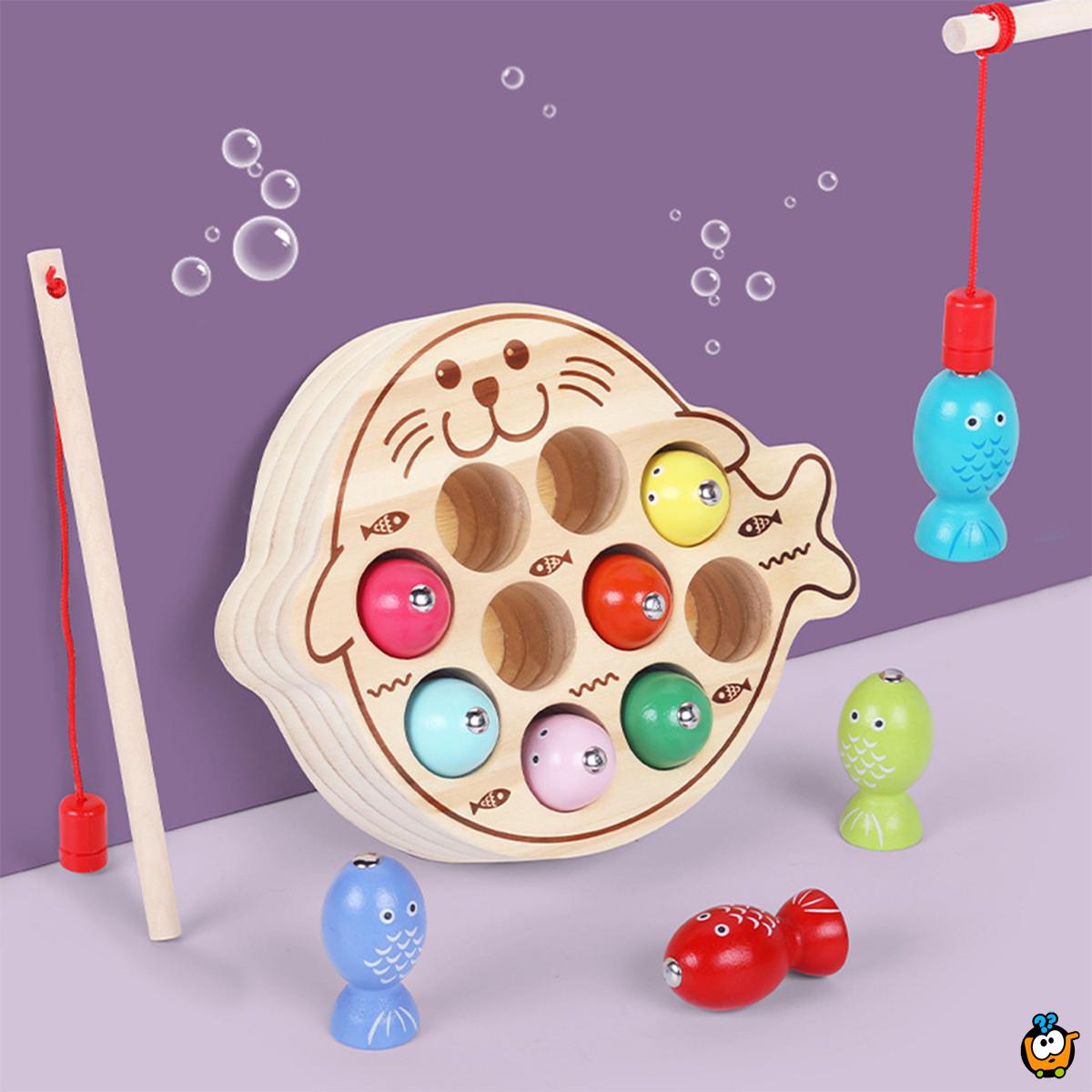 Montessori drvena pecaljka za ribice 