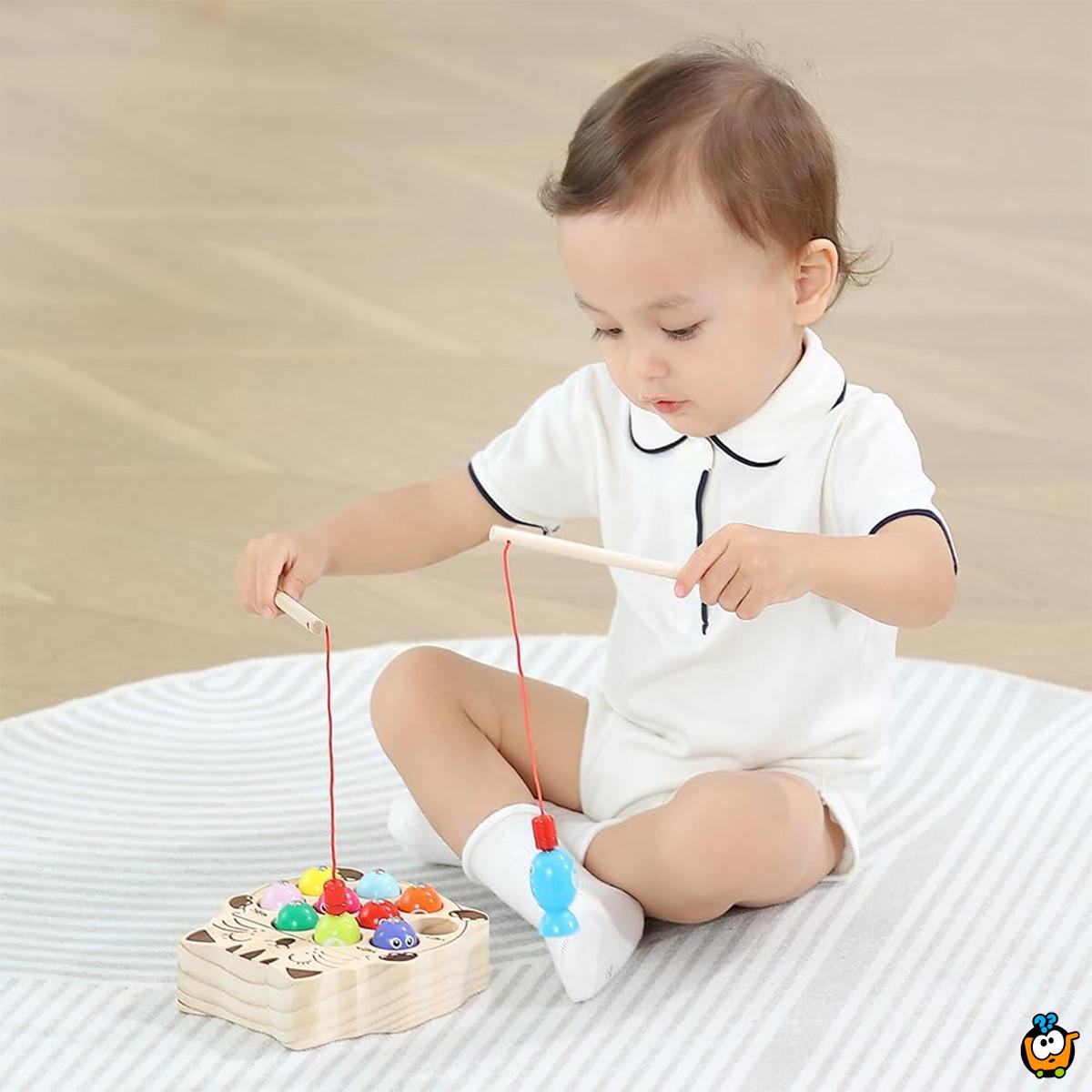 Montessori drvena pecaljka za ribice 