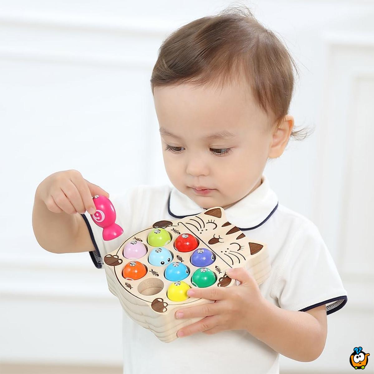 Montessori drvena pecaljka za ribice 
