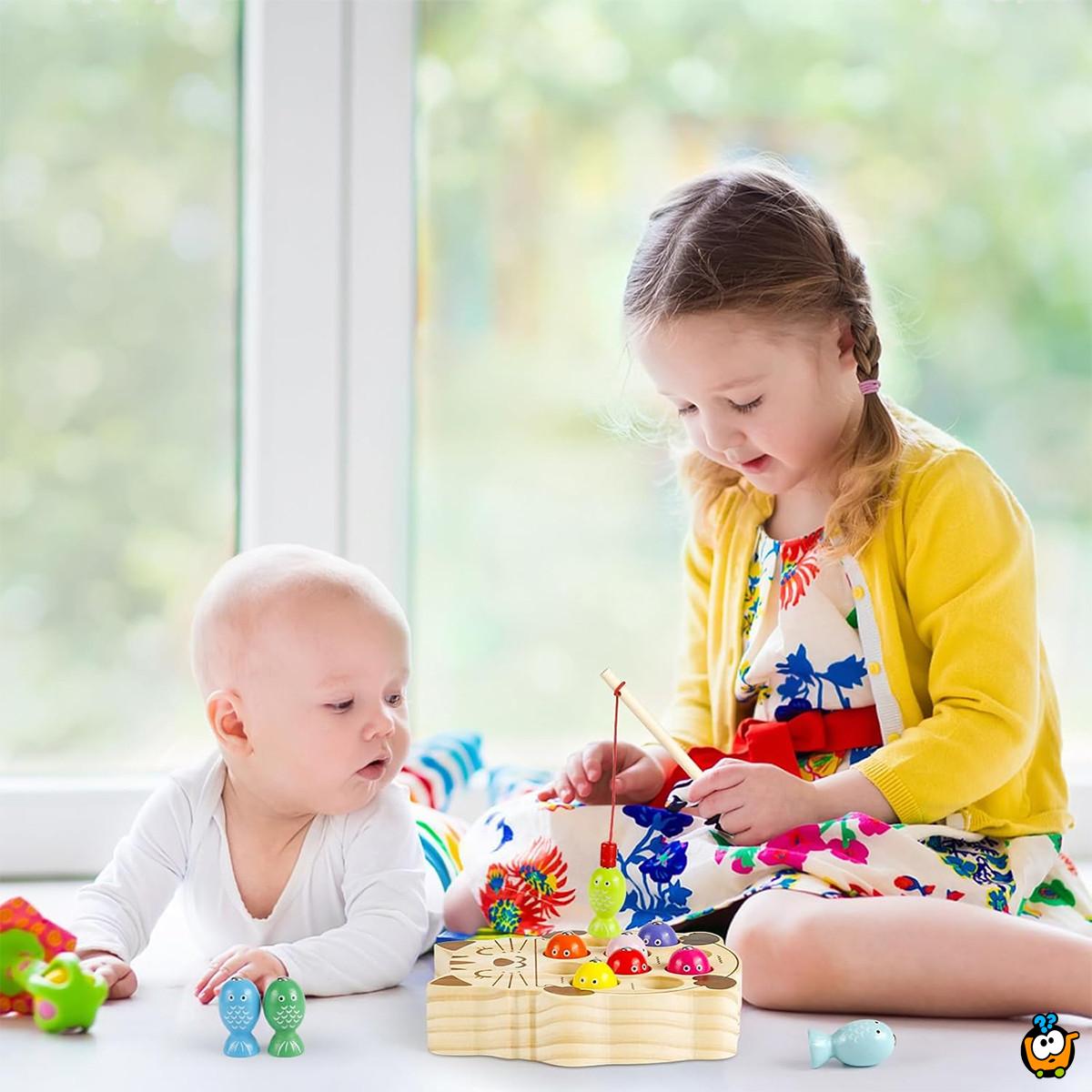 Montessori drvena pecaljka za ribice 