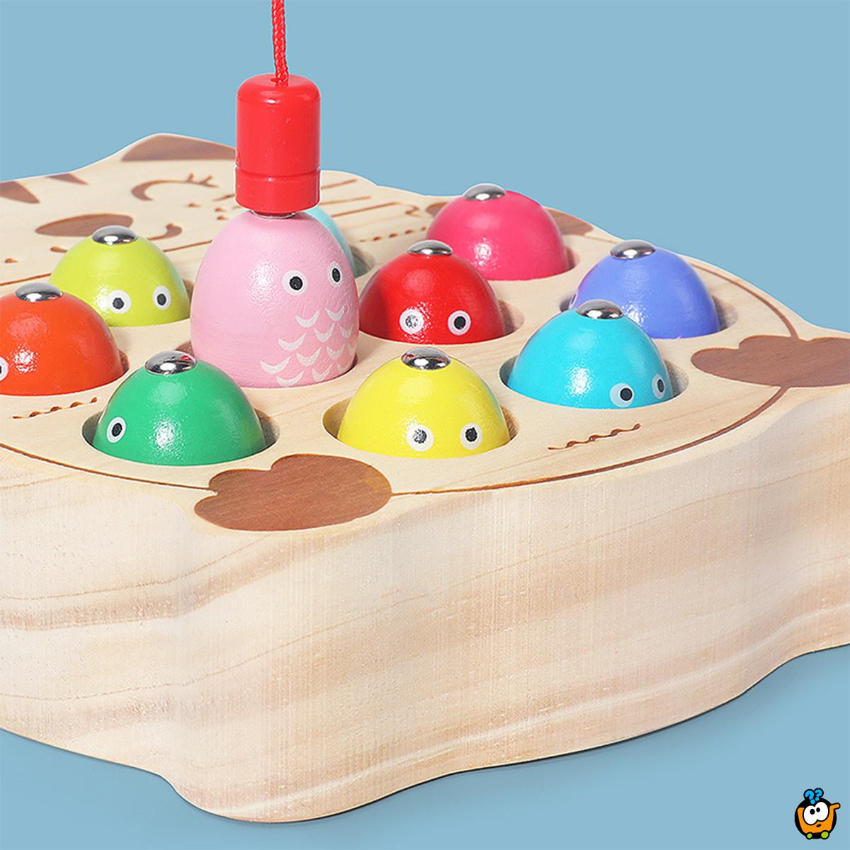 Montessori drvena pecaljka za ribice 